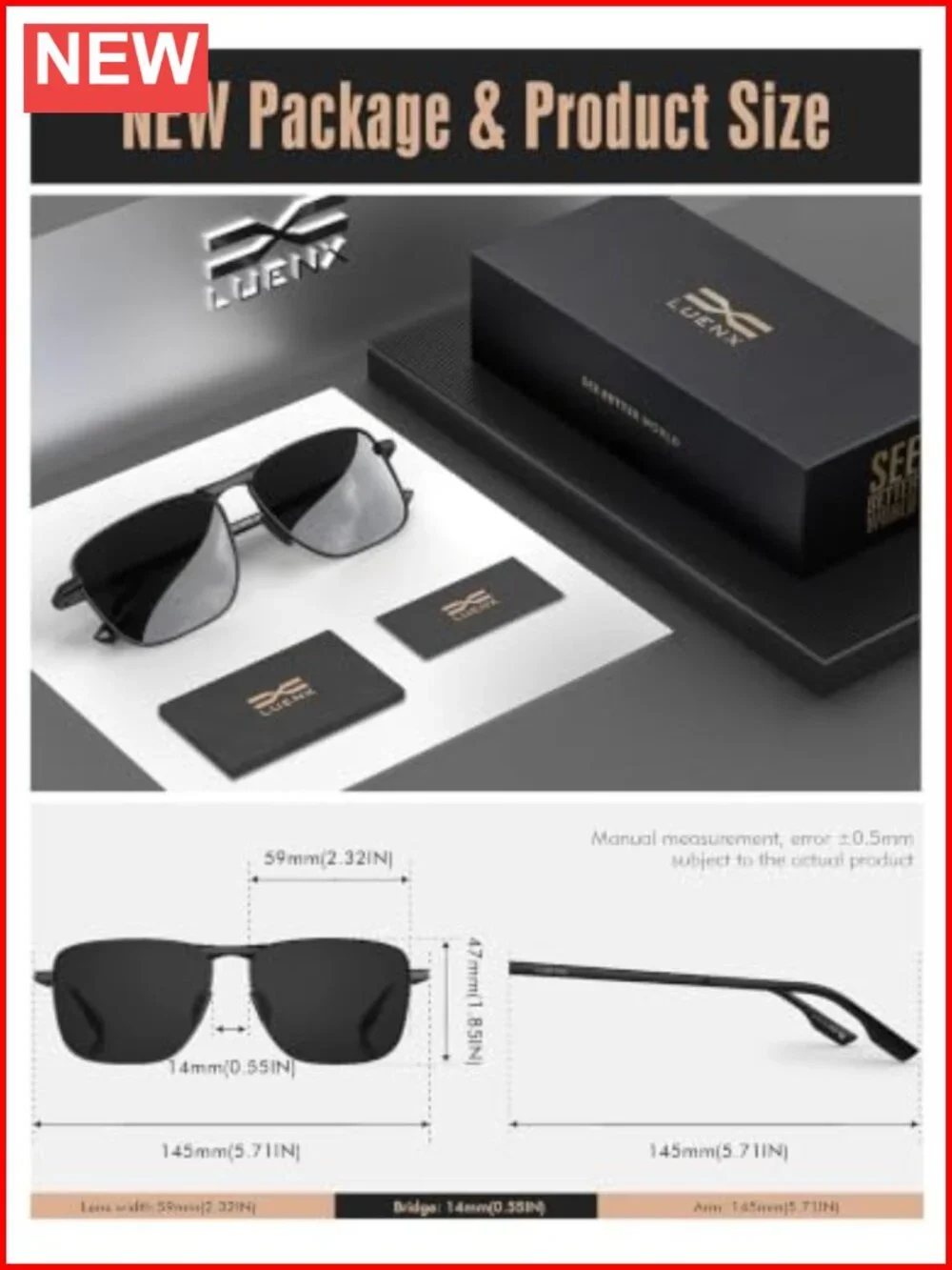 Rectangular Polarized Aviator Sunglasses UV400 Protection Stainless Steel